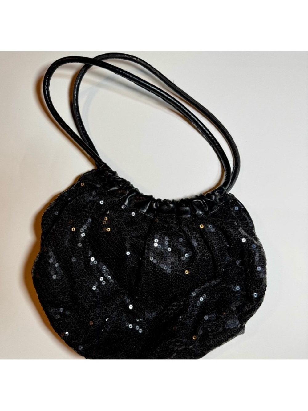 Black Sequin Drawstring Shoulder Bag